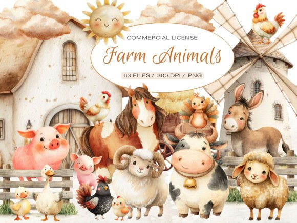 Download Watercolor Baby Farm Animals Clipart - Clipart Collection