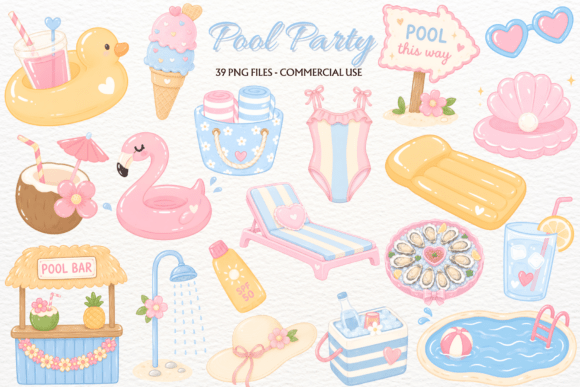 Download Pastel Summer Pool Party Clipart Beach - Clipart Collection