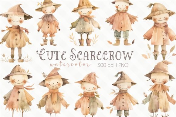 Download Cute Scarecrow Watercolor Clipart - Clipart Collection