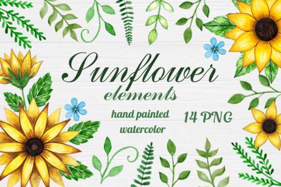 Download Watercolor Sunflower Elements Clipart - Clipart Collection