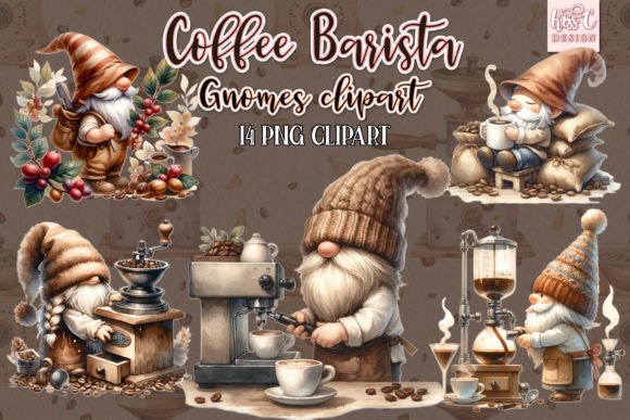 Download Watercolor Coffee Barista Gnomes Clipart - Clipart Collection