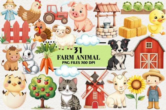 Download Kawaii Farm Animal Clipart Bundle - Clipart Collection