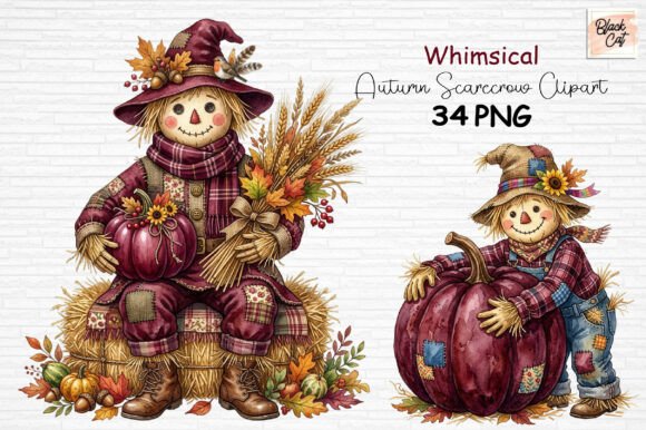 Download Whimsical Autumn Scarecrow Clipart PNG - Clipart Collection