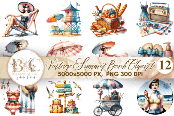 Download Vintage Summer Beach Clipart - Clipart Collection