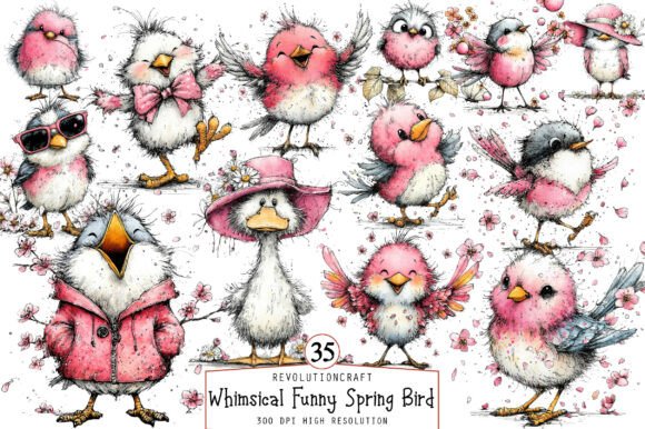 Download Whimsical Funny Spring Bird Clipart - Clipart Collection
