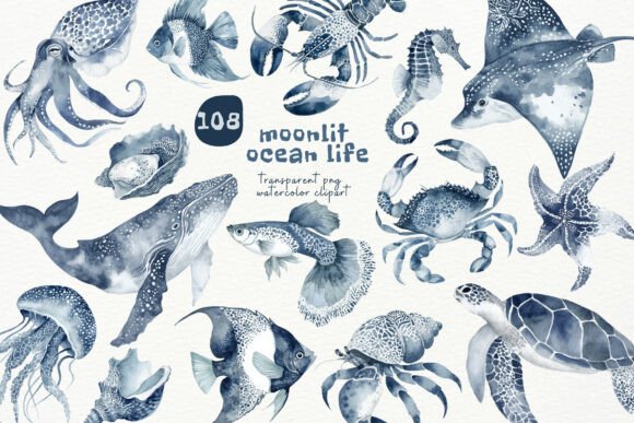 Download Watercolor Moonlit Ocean PNG Clipart - Clipart Collection