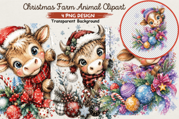 Download Christmas Farm Animal Clipart PNG - Clipart Collection