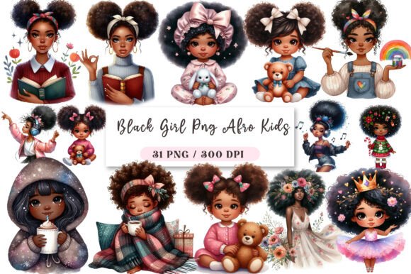 Download Black Girl Png Afro Kids Clipart Bundle - Clipart Collection
