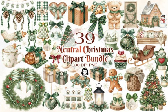 Download Neutral Rustic Christmas Clipart Bundle - Clipart Collection