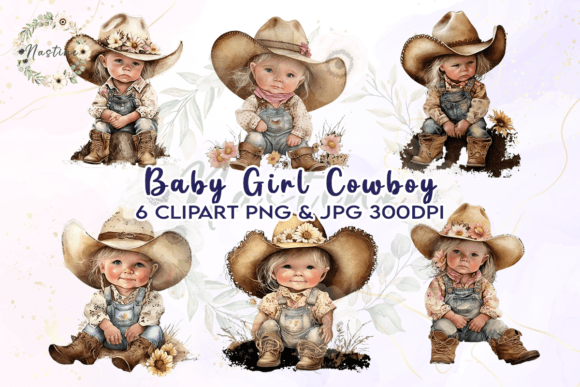 Download Baby Girl Cowboy Watercolor Clipart - Clipart Collection