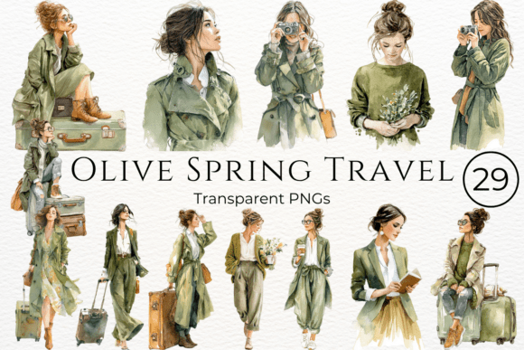 Download Olive Spring Travel Watercolor Clipart - Clipart Collection