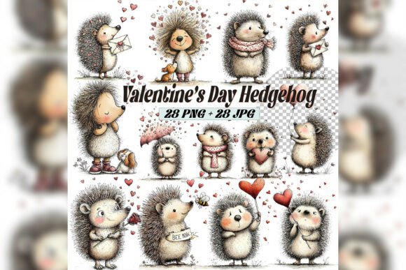 Download Whimsical Valentine Hedgehog Clipart Set - Clipart Collection