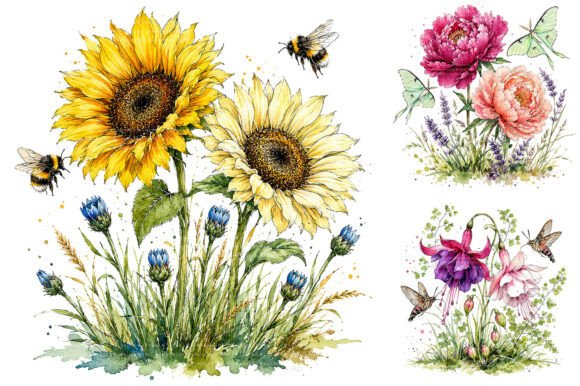 Download Whimsical Wildflower Clipart Bundle - Clipart Collection