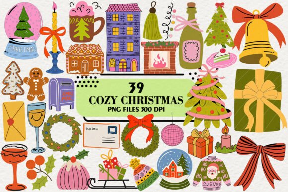 Download Kawaii Cozy Christmas Clipart Bundle - Clipart Collection