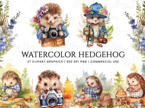 Download Watercolor Hedgehog Clipart Bundle - Clipart Collection