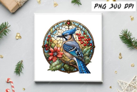 Download Blue Jay Christmas Stained Glass Clipart - Clipart Collection