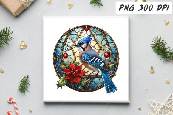 Download Blue Jay Christmas Stained Glass Clipart - Clipart Collection