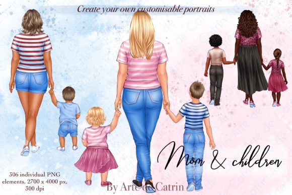 Download Mom and Children Clipart, Mothers Day - Clipart Collection