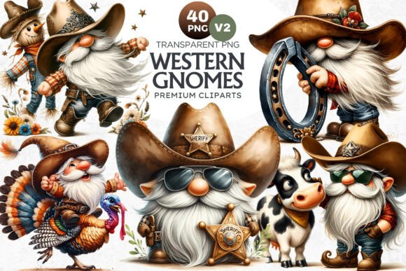 Download 40 Funny Western Gnomes Clipart Bundle - Clipart Collection