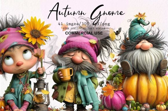 Download Whimsical Autumn Gnome Clipart - Clipart Collection