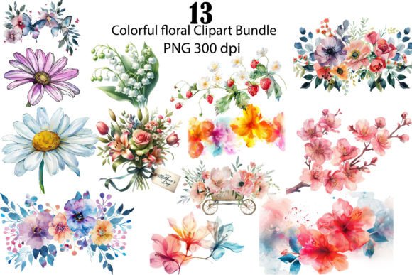 Download Vibrant Watercolor Floral Clipart Bundle - Clipart Collection