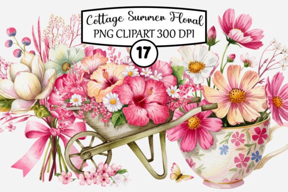 Download Whimsical Cottage Summer Floral Clipart - Clipart Collection