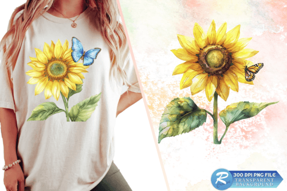 Download Sunflower with Butterfly Clipart Design - Clipart Collection
