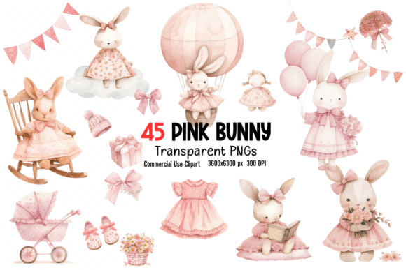 Download Pink Cute Bunny Baby Shower Clipart - Clipart Collection