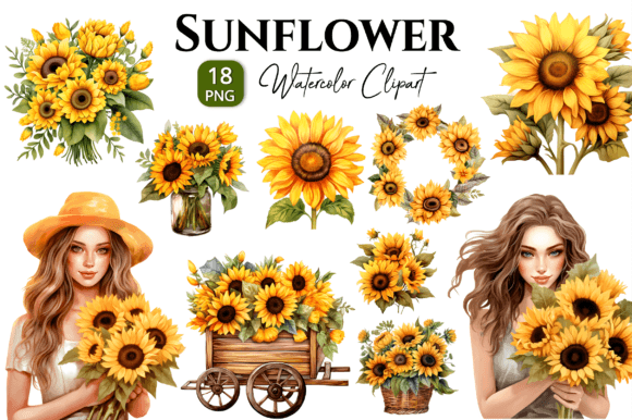 Download Sunflower Watercolor Clipart Bundle Png - Clipart Collection