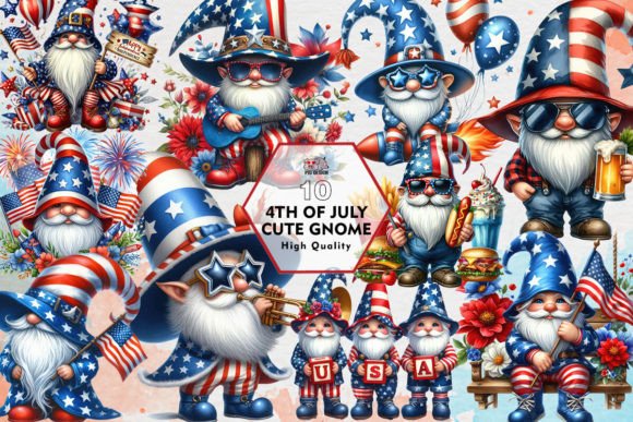 Download 4th of July Cute Gnome Clipart PNG - Clipart Collection