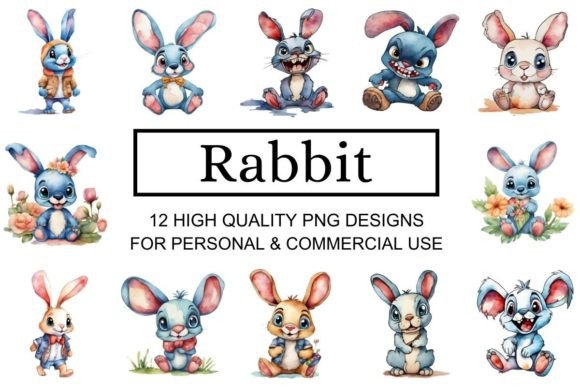 Download Cute Watercolor Rabbit Clipart Set - Clipart Collection