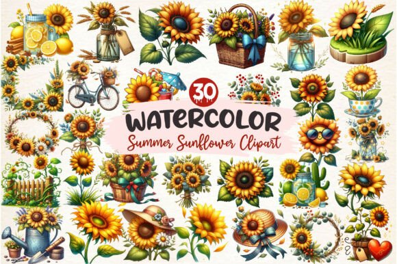 Download Watercolor Summer Sunflower Clipart - Clipart Collection