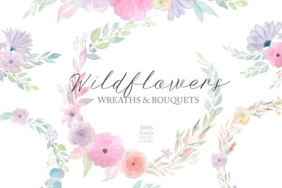 Download Watercolor Wildflower Wreath Clipart PNG - Clipart Collection