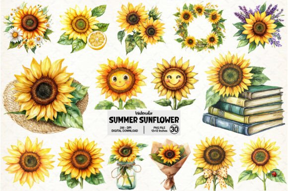 Download Watercolor Summer Sunflower Clipart - Clipart Collection