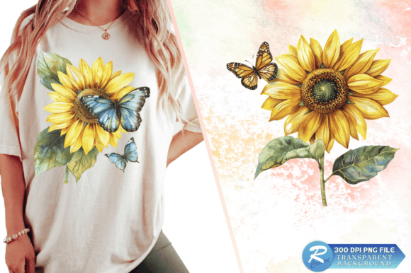 Download Sunflower with Butterfly Clipart Design - Clipart Collection
