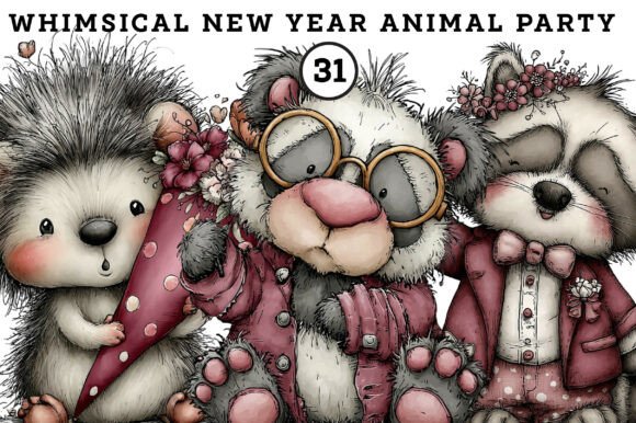 Download Whimsical New Year Animal Party Clipart - Clipart Collection