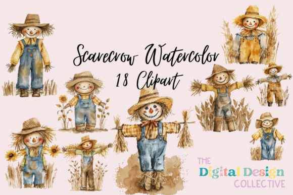 Download Watercolor Fall Scarecrow Clipart - Clipart Collection