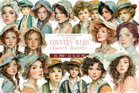 Download Vintage Country Kids Clipart - Clipart Collection