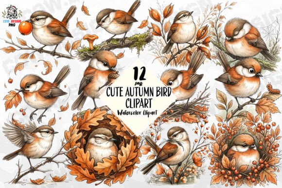 Download Cute Autumn Bird Clipart PNG - Clipart Collection