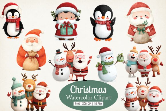 Download Watercolor Christmas Bundle PNG Clipart - Clipart Collection