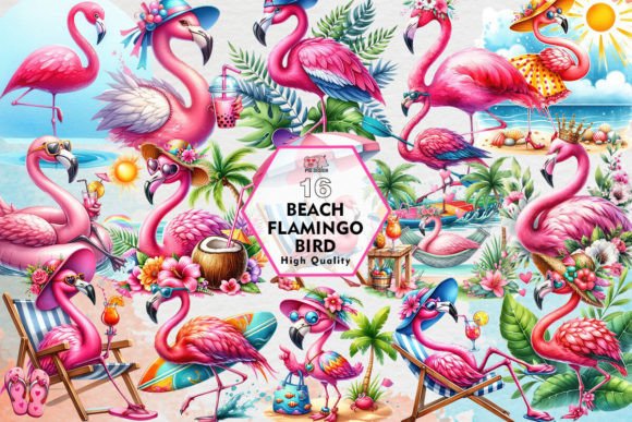 Download Beach Flamingo Bird Clipart PNG Graphics - Clipart Collection