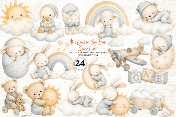 Download Here Comes the Son Baby Shower Clipart - Clipart Collection