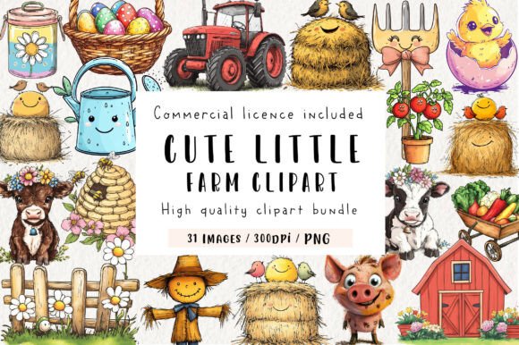 Download Watercolor Cute Little Farm Clipart - Clipart Collection