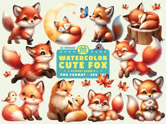 Download Watercolor Cute Fox Clipart - Clipart Collection