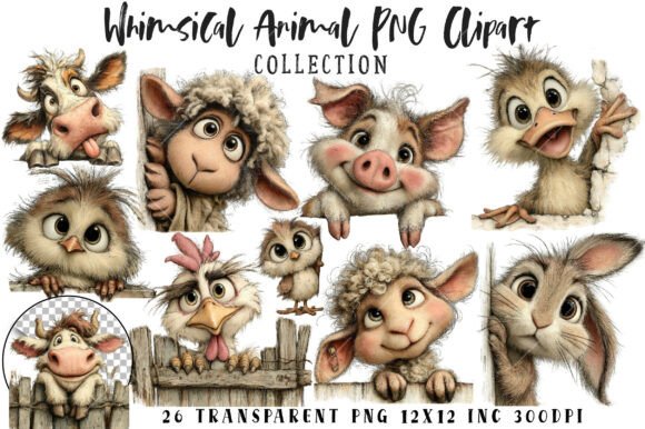 Download Quirky Peeking Farm Animals Clipart PNG - Clipart Collection