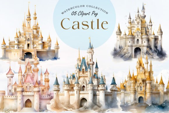 Download Watercolor Fairy Tale Castle Clipart PNG - Clipart Collection