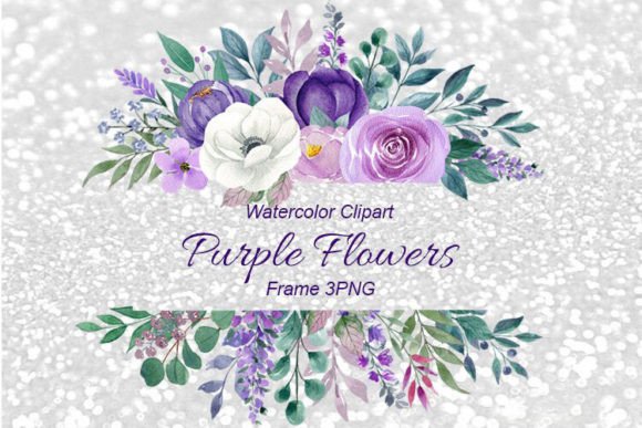 Download Watercolor Purple Flower Frame Clipart - Clipart Collection