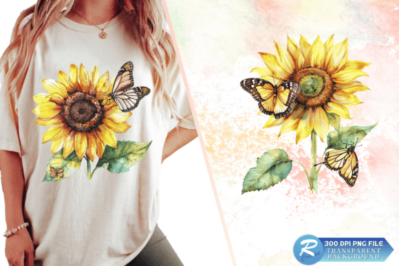 Download Sunflower with Butterfly Clipart Design - Clipart Collection