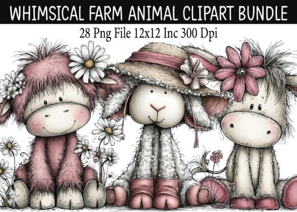 Download Whimsical Farm Animal Clipart Bundle - Clipart Collection