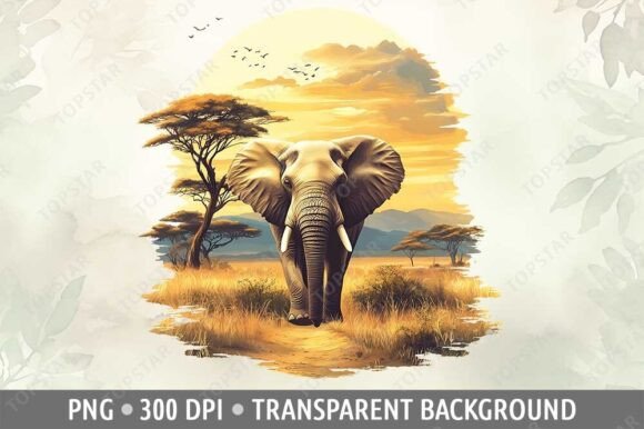 Download African Elephant PNG Clipart in Savanna - Clipart Collection